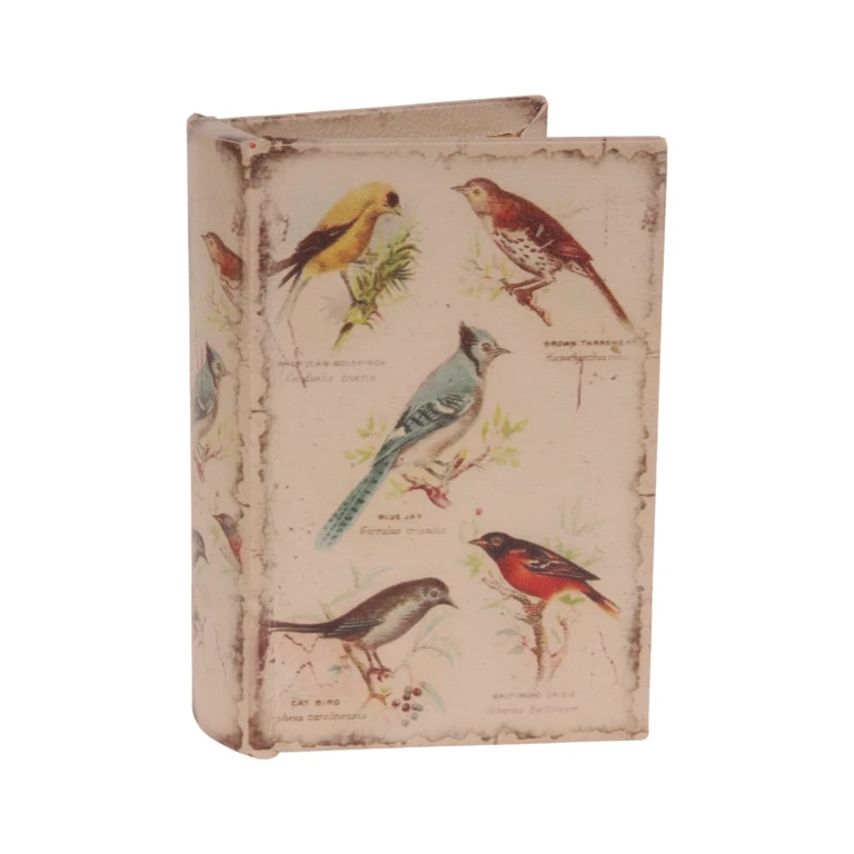 Opbergdoos boekvorm - 15 cm - beige - kunstleer
