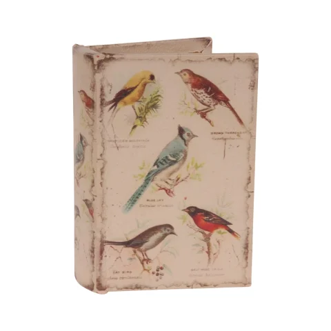 Opbergdoos boekvorm - 15 cm - beige - kunstleer