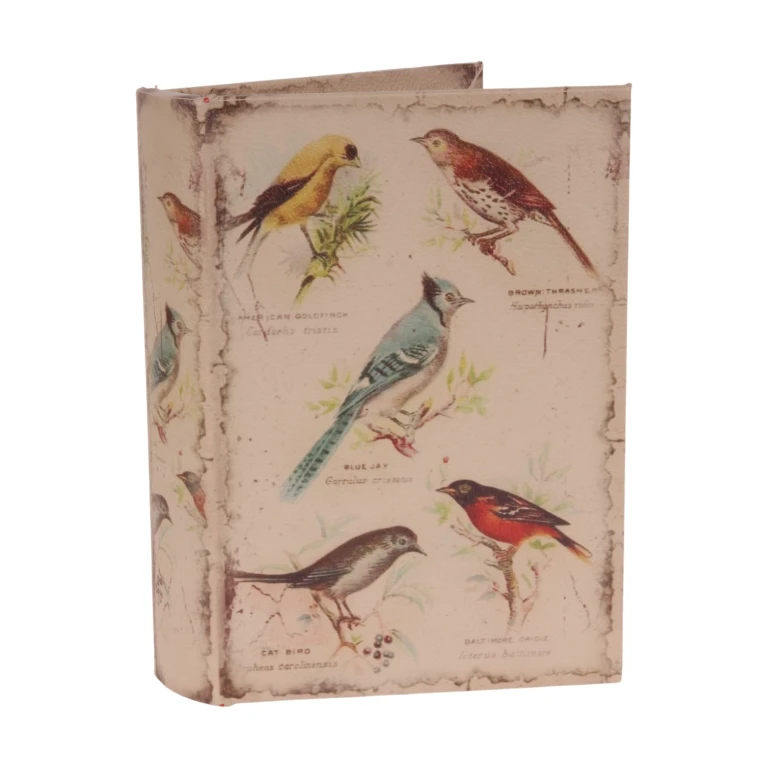 Opbergdoos boekvormig - 20 cm - beige - kunstleer - 1 stuk