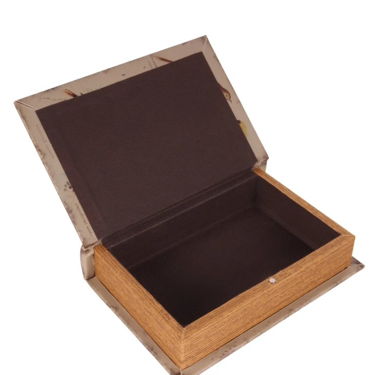 Opbergdoos boekvormig - 20 cm - beige - kunstleer - 1 stuk