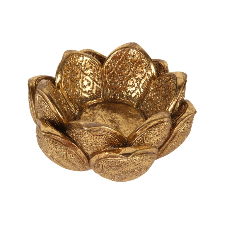 Waxinelichthouder bloem - goud - 12,3 cm
