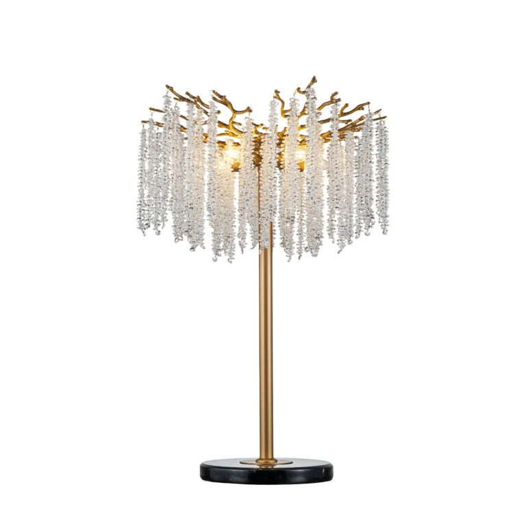 Tafellamp Waterfall - goud - ijzer en glas - 85 cm