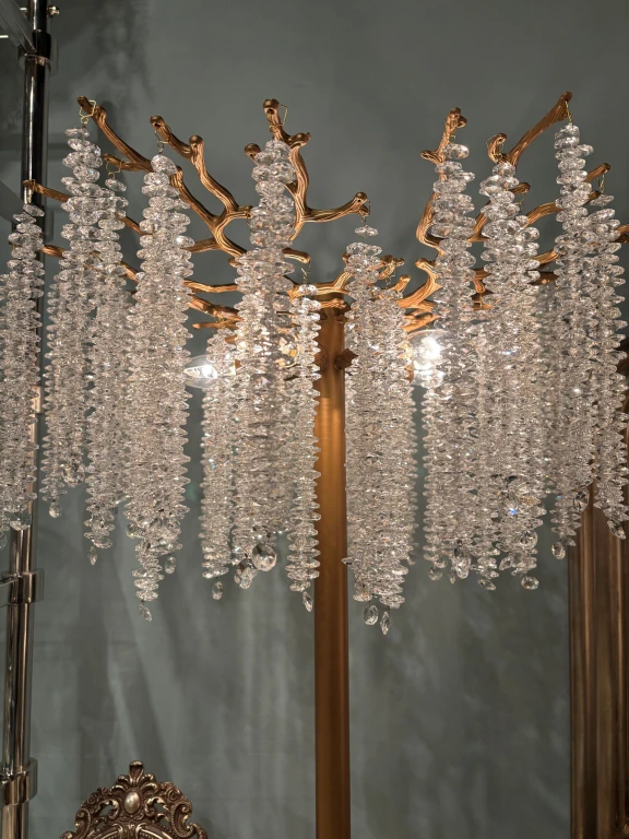 Tafellamp Waterfall - goud - ijzer en glas - 85 cm