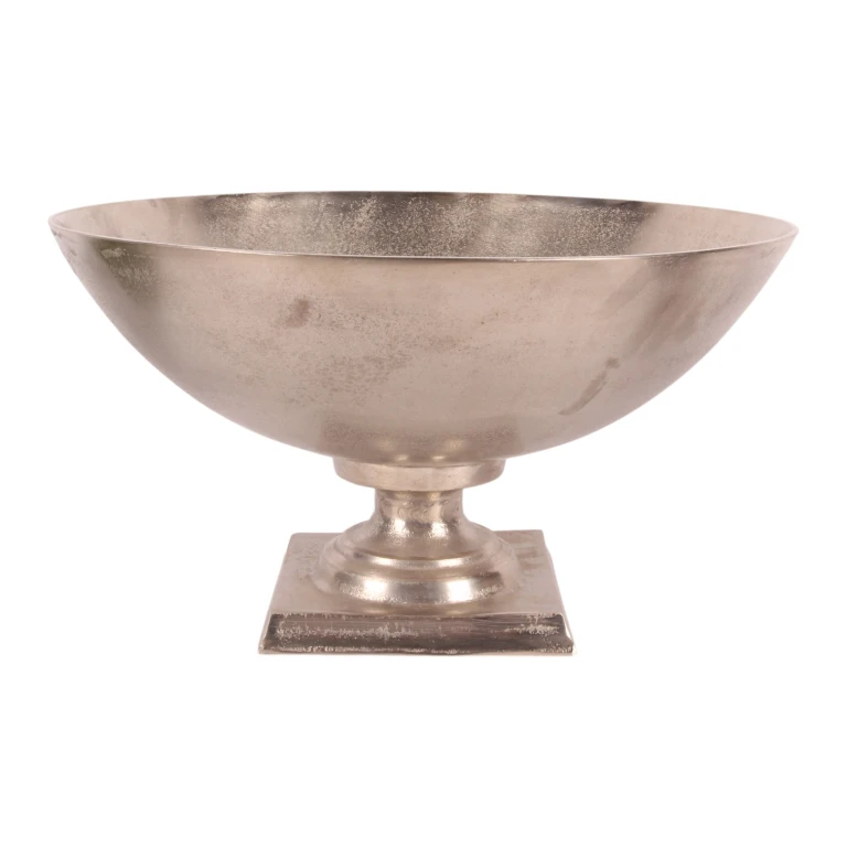 Ronde sierschaal op voet - zilver - 52 cm - 1 stuk