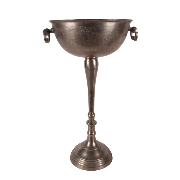 Schaal op voet - zilver - aluminium - 73 cm - 1 stuk