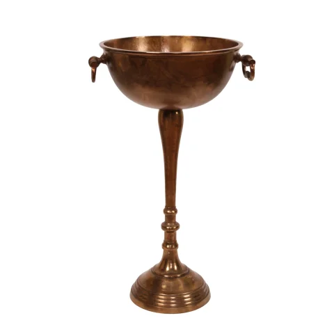 Schaal op voet - antiek brons - aluminium - 73 cm - 1 stuk