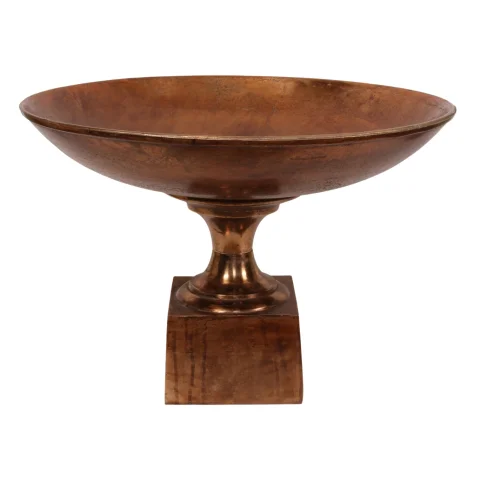 Sierschaal op voet - antiek brons - 72 cm - 1 stuk