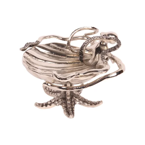 Sierschaal octopus en schelp - zilver - 14 cm