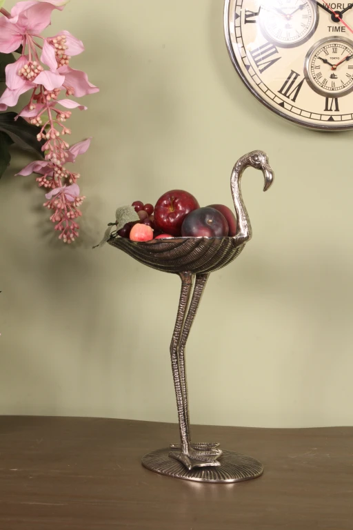 Sierschaal Flamingo - zilver - aluminium - 76 cm - 1 stuk