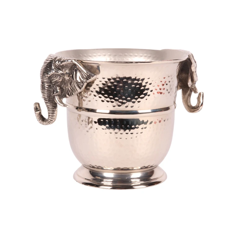 Wijnkoeler Olifant - zilver - aluminium - 22 cm
