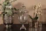 Vaas met deksel - 51 cm - zilver - glas en aluminium
