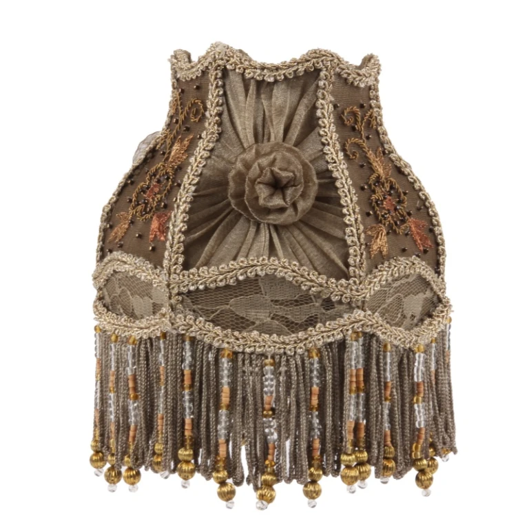 Lampenkap Victorian Clip-On - 15 cm - taupe - stof
