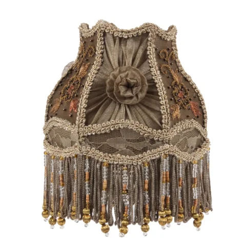 Lampenkap Victorian Clip-On - 15 cm - taupe - stof