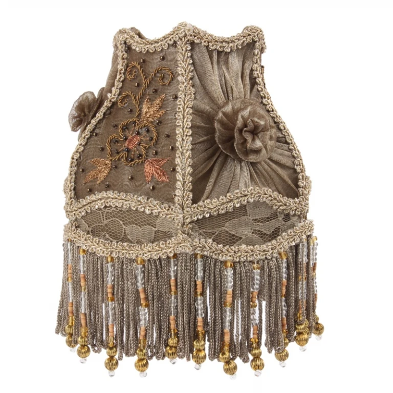 Lampenkap Victorian Clip-On - 15 cm - taupe - stof