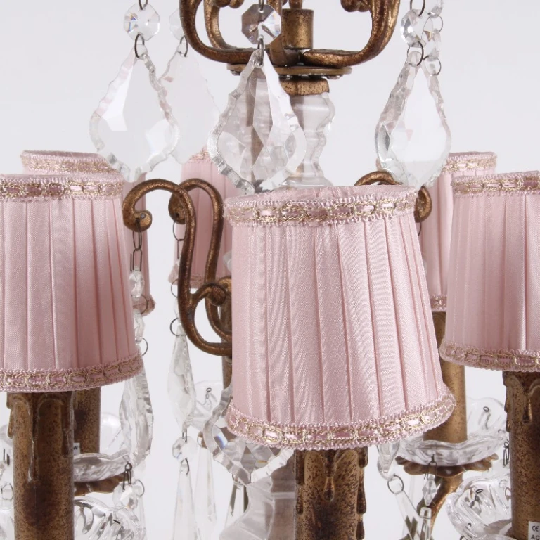 Lampenkap Victorian Clip-On Mini - 8 cm - roze - stof - 1 stuk