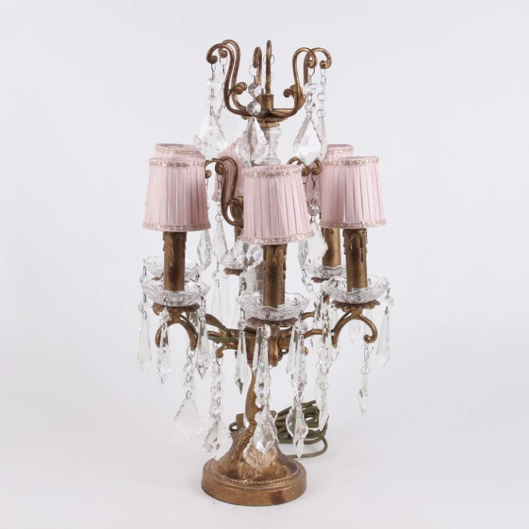 Lampenkap Victorian Clip-On Mini - 8 cm - roze - stof - 1 stuk