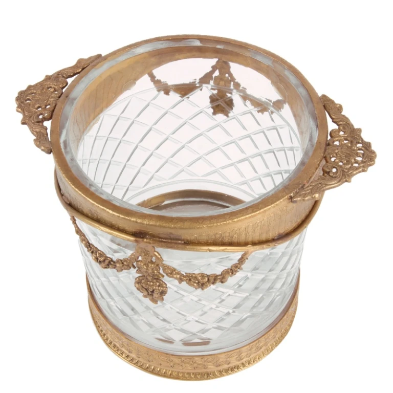 Flessenhouder - goud - 15 cm - messing en glas