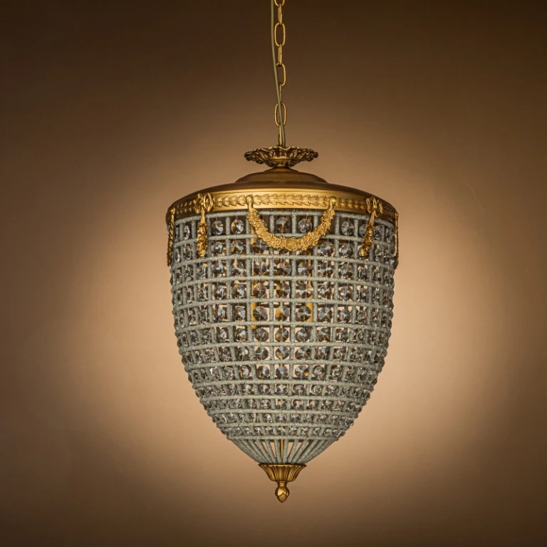 Dutch Style Kroonluchter Empire - 85 cm - Goud - IJzer & Glas