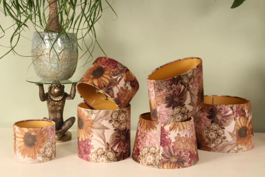 Lampenkap - Bloemenprint - 40 cm - Roze - Stof