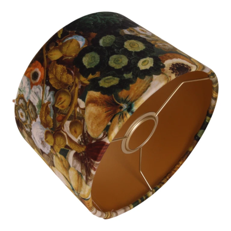 Lampenkap - Bloemenprint - 20 cm - Goud - Stof