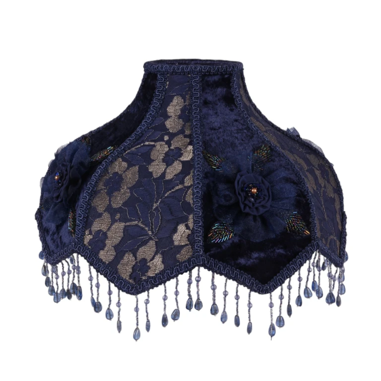 Lampenkap Victorian Dome Scallop - 33 cm - blauw - stof