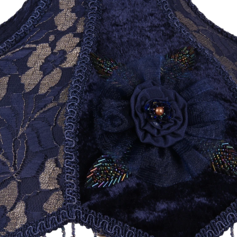Lampenkap Victorian Dome Scallop - 33 cm - blauw - stof