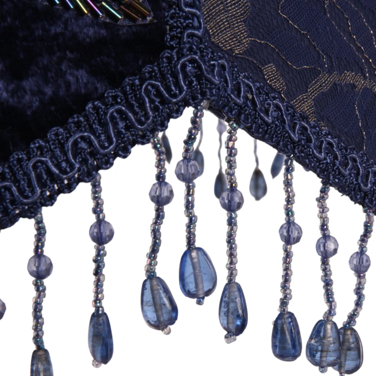 Lampenkap Victorian Dome Scallop - 33 cm - blauw - stof