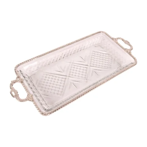 Dienblad messing en glas - goud - 38 cm
