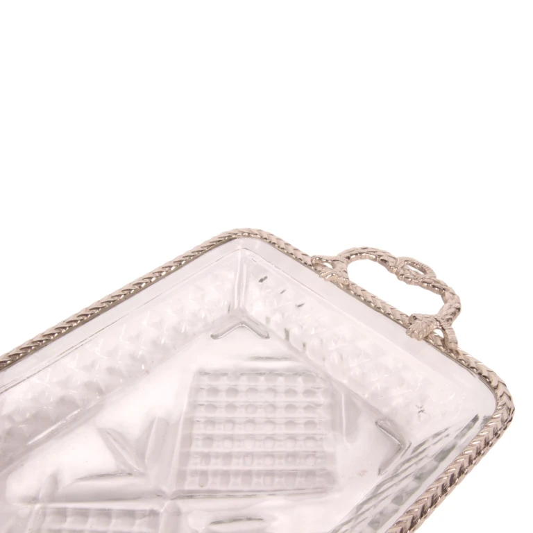 Dienblad messing en glas - goud - 38 cm