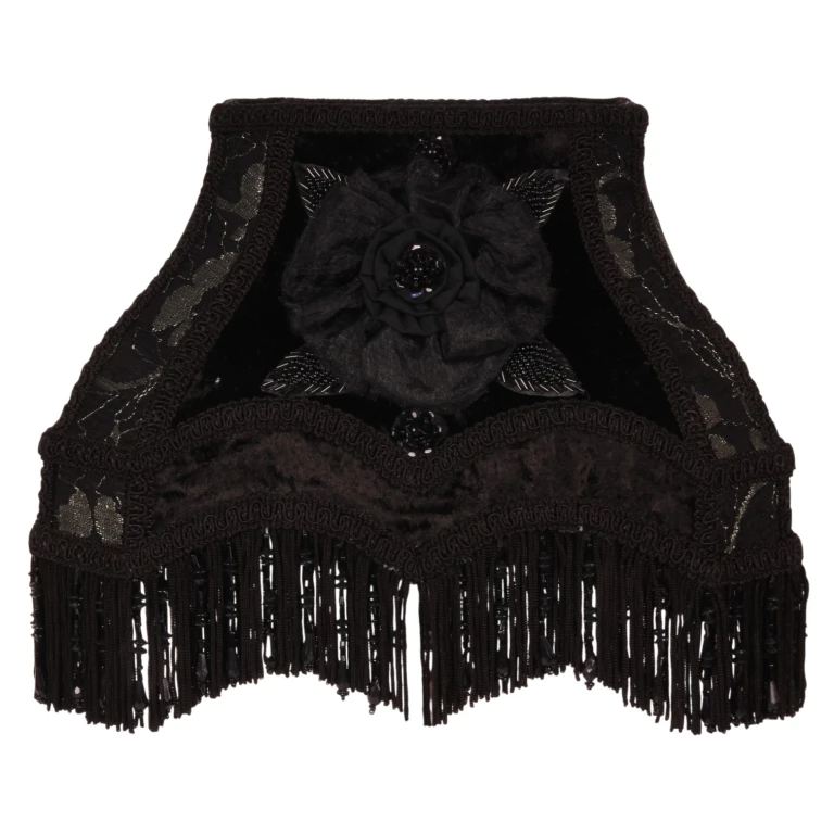 Lampenkap Victorian Rechthoek - 22 cm - zwart - stof