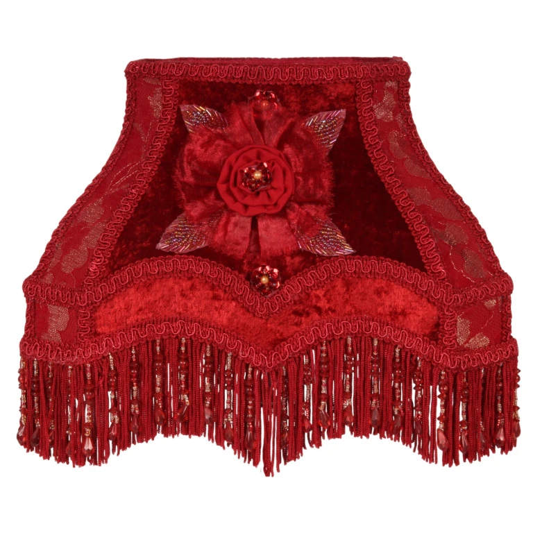 Lampenkap Victorian Rechthoek - 22 cm - Rood - Stof