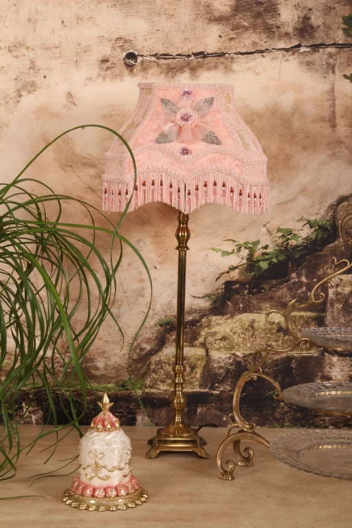 Lampenkap Victorian Rechthoek - 22 cm - Roze - Stof