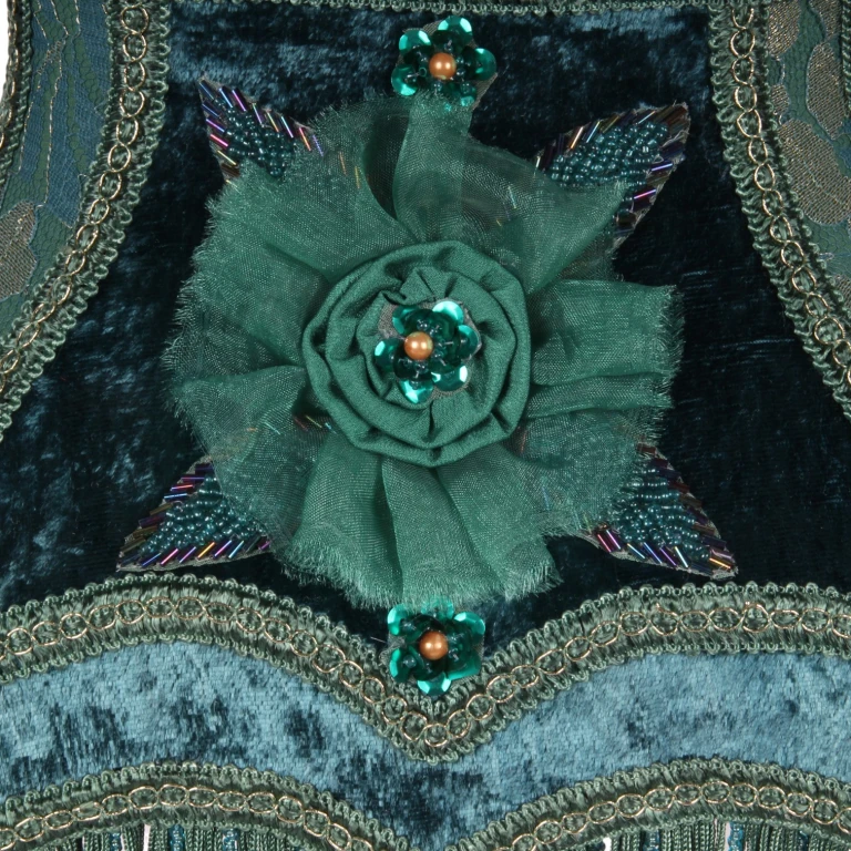 Lampenkap Victorian Rechthoek - 22 cm - Pauwblauw - Stof