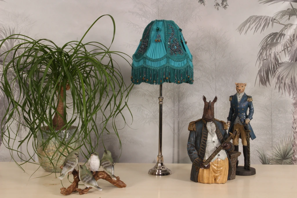 Lampenkap Victorian Dome - 26 cm - petrol - stof