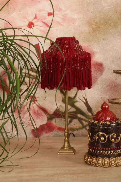 Lampenkap Victorian Dome - 18 cm - rood - stof