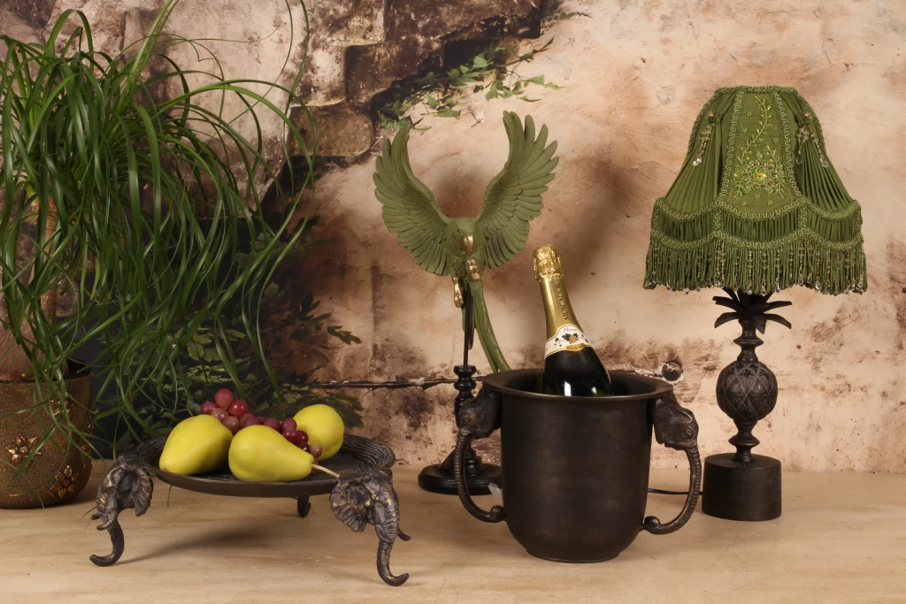 Wijnkoeler Olifant - antiek goud - aluminium - 20 cm