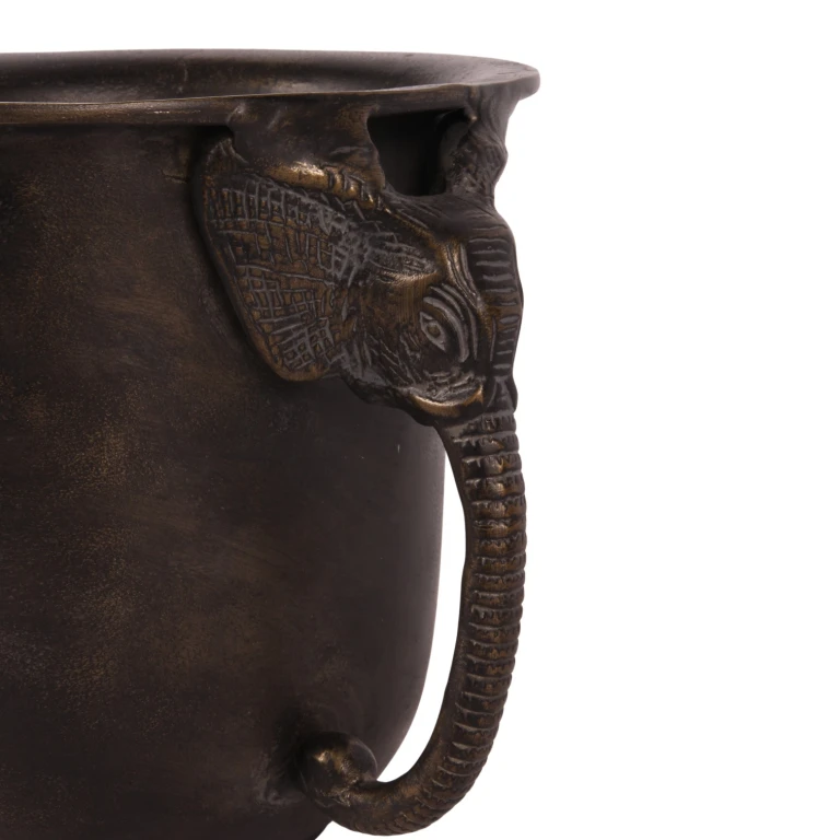 Wijnkoeler Olifant - antiek goud - aluminium - 20 cm