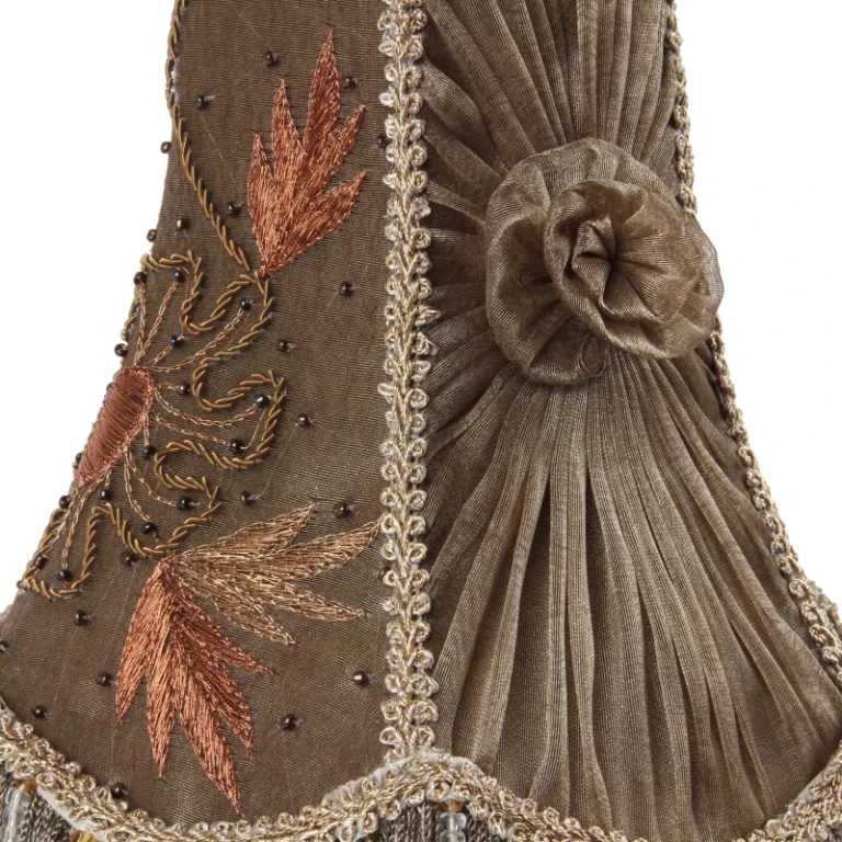 Lampenkap Victorian - 18 cm - bruin - stof