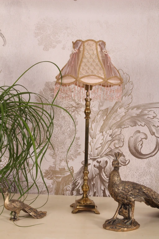 Lampenkap Victorian Dome Eye - 29,5 cm - roze - stof