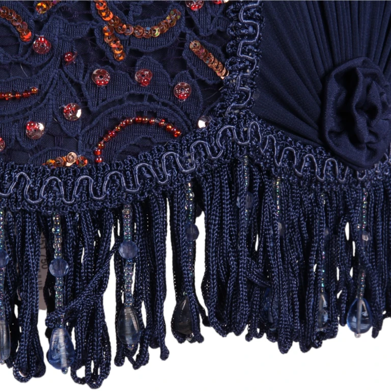 Lampenkap Victorian Dome Crown - 14 cm - blauw - stof