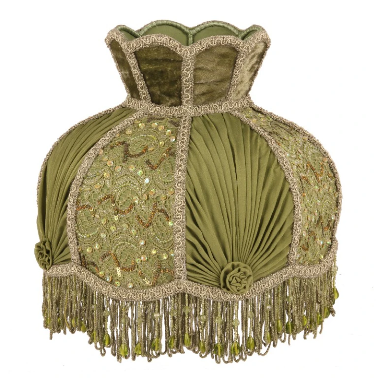Lampenkap Victorian Dome Crown - 14 cm - Groen - Stof