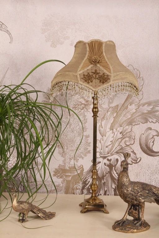 Lampenkap Victorian Dome Eliza - 38 cm - bruin - stof